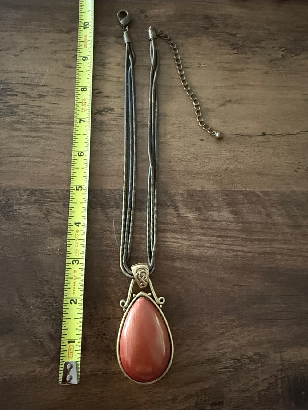 Chico's Coral Teardrop Pendant Necklace - Gold and Coral